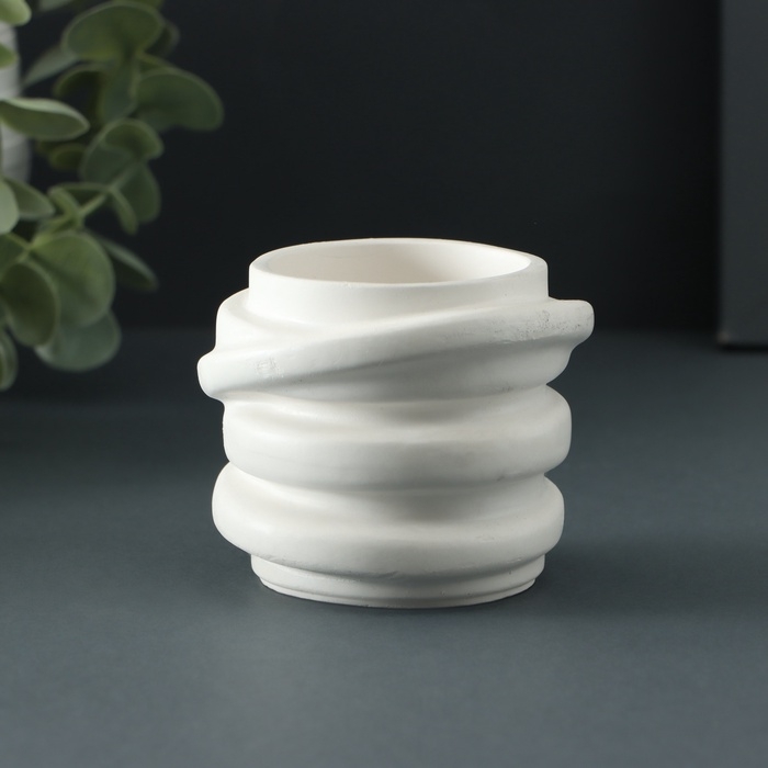 Кашпо - подсвечник "Спираль" 7х5см, белый