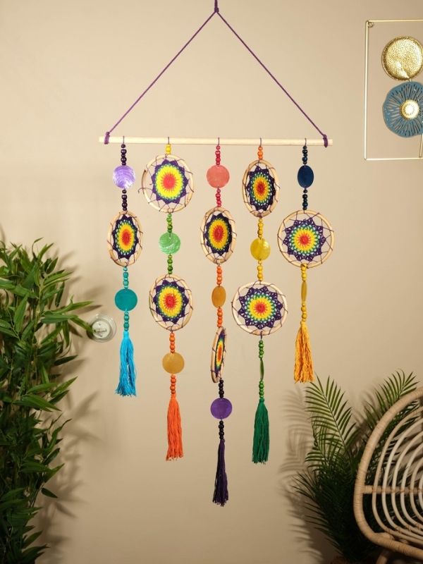 Ловец снов "Оптимизм" текстиль, ротанг 50х2х100 см