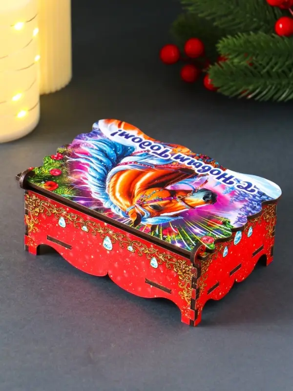 Шкатулка новогодняя "С Новым Годом" 14х9,3х6 см