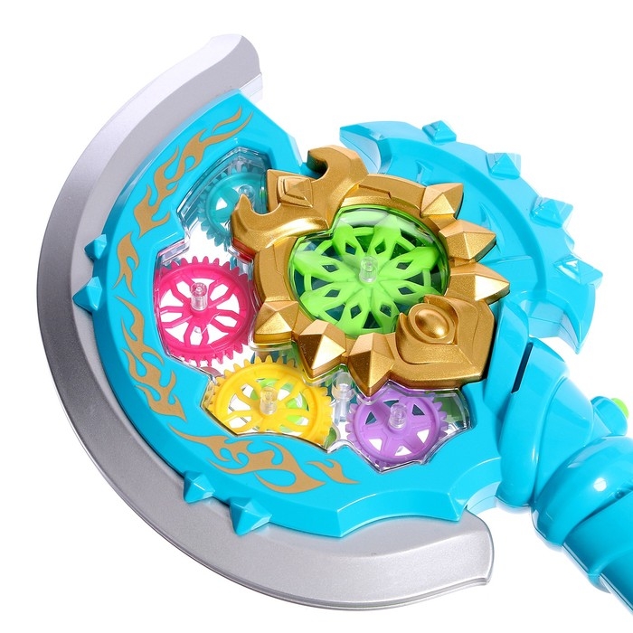 Секира с шестерёнками, световые и звуковые эффекты, вибрация лезвия, работает от батареек, 3+ Секира с шестерёнками, световые и звуковые эффекты, вибрация лезвия, работает от батареек, 3+