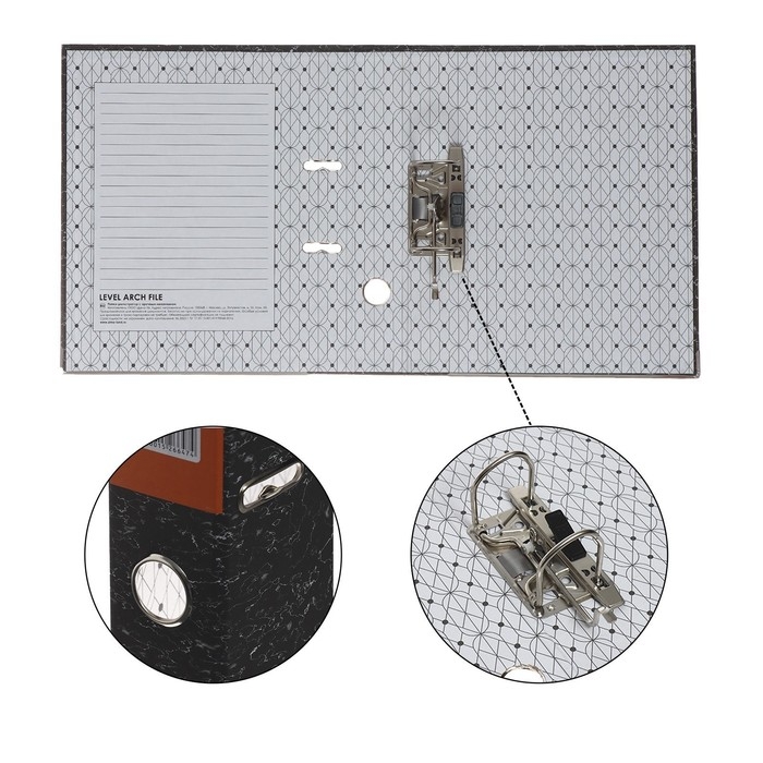 Папка-регистратор 75 мм, А4, Calligrata, эконом мрамор, нижний металлический кант, черная Папка-регистратор 75 мм, А4, Calligrata, эконом мрамор, нижний металлический кант, черная