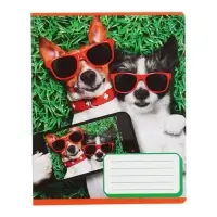 Комплект тетрадей из 10 штук, 12 листов в косую линию Calligrata "СелфиDOG", обложка мелованная бумага, ВД-лак, блок №2, белизна 75% (серые листы), 5 видов по 2 штуки