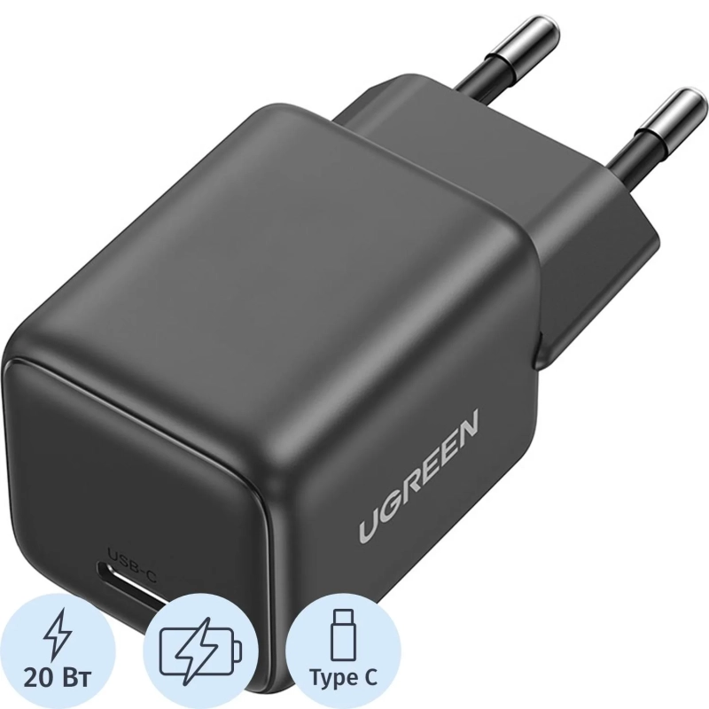 Зарядное устройство UGREEN сетевое X512 (55528) Mini 20W USB-C GaN EU серый