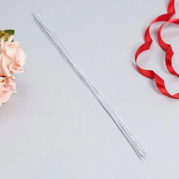 Флористическая проволока в бумажной оплётке &laquo;Белая&raquo;, длина 36 см, 0.46 мм, набор 20 шт.