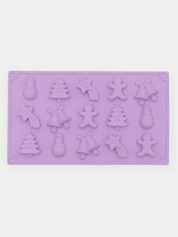 Форма для конфет и шоколада новогодняя Доляна &laquo;Ёлочки - иголочки&raquo;, силикон, 30&times;17.3&times;1.3 см, 15 ячеек, сиреневая