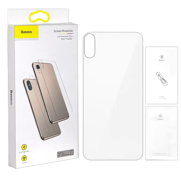 Защитное стекло iPh XS назад 0.3 mm Baseus прозрачное