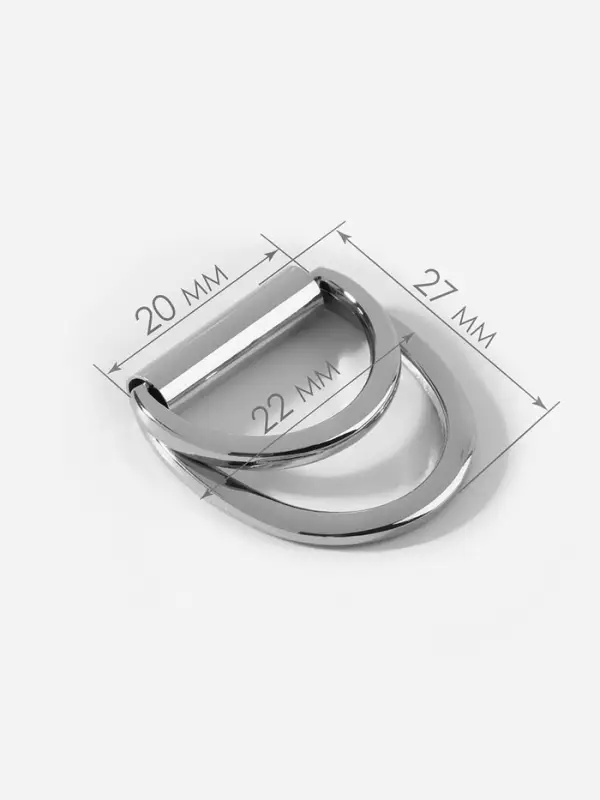 Полукольцо для сумок двойное, d=20 мм, толщина - 1 мм, 2 шт., цвет серебряный
