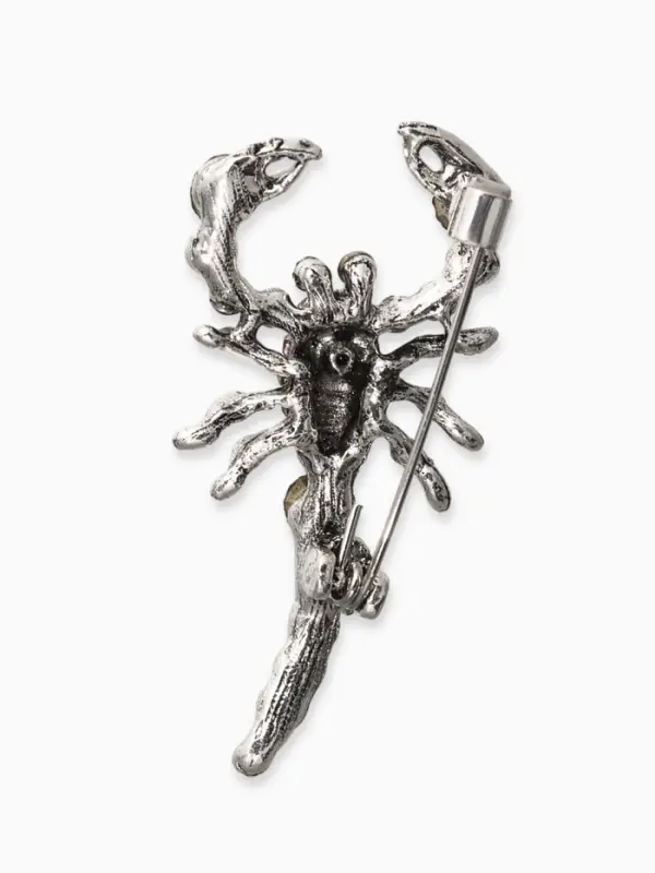 Брошь &laquo;Скорпион&raquo;, розовая, фиолетовый в черненом серебре