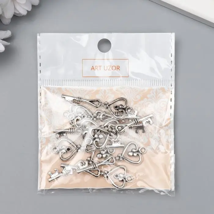 Металлический элемент, декоративная подвеска «Арт Узор. Ключик-сердечко», 4×1.3×0.5 см Металлический элемент, декоративная подвеска «Арт Узор. Ключик-сердечко», 4×1.3×0.5 см