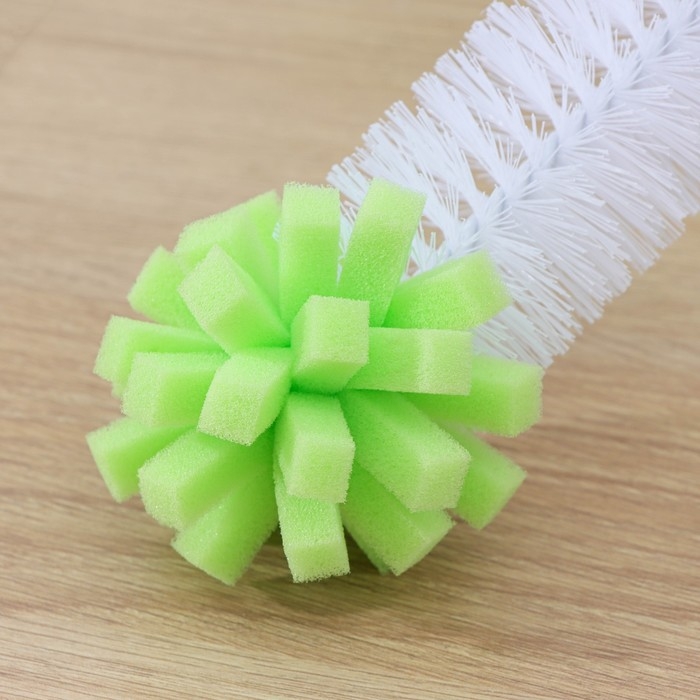 Ерш для посуды с губкой Доляна Green day, 31×5 см, анатомическая ручка Ерш для посуды с губкой Доляна Green day, 31×5 см, анатомическая ручка