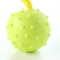 Игрушка для собак, мяч на веревке, 6 см, салатовая, жёлтая