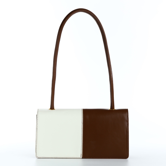 Сумка-мессенджер на клапане, цвет белый/коричневый Сумка-мессенджер на клапане, цвет белый/коричневый