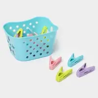 Прищепки для белья в синей корзинке Доляна, 6 см, 20 шт., МИКС