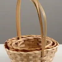 Корзина плетёная для хранения, бамбук, круглая, цвет натуральный, набор 3 шт.
