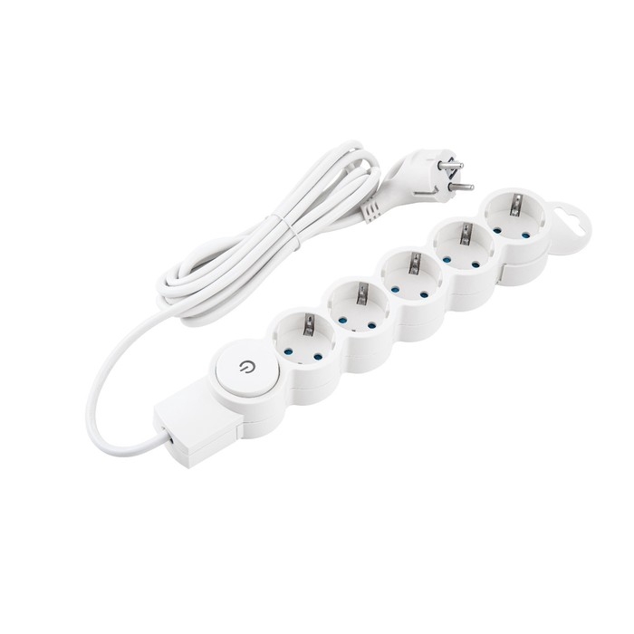 Сетевой фильтр, 5 гнезд, 3м, с/з, со шторками, с выкл, 2200Вт, 10А, бел, 32576 5, duwi