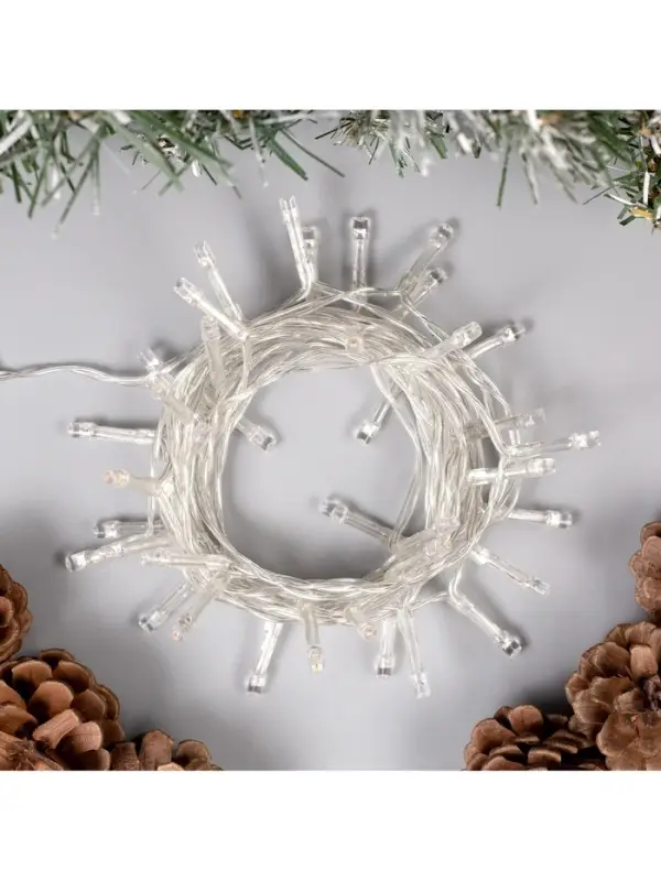 Гирлянда &laquo;Нить&raquo; 4 м, IP20, прозрачная нить, 40 LED, 2 режима, от батареек АА&times;3, свечение мульти
