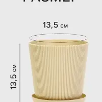 Горшок для цветов с поддоном, пластиковый, 1 л, d=13.5, h=13.5 см, бежевый