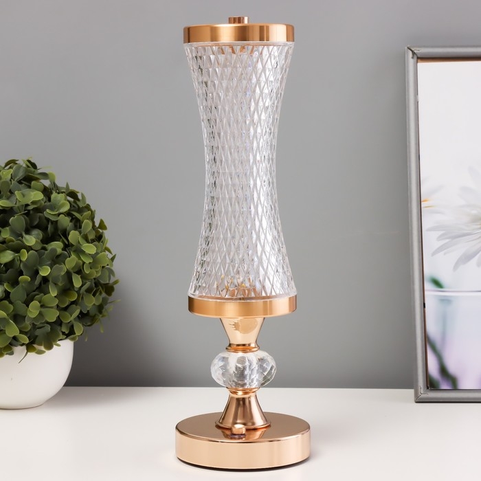 Настольная лампа сенсорная Настольная лампа сенсорная "Билди" LED 3Вт 3000-6000К USB АКБ диммер золото 9,5х9,5х29,5 см 102220