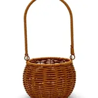 Корзина пластик 14 х 14 х 12 см, ручка17 см металл каркас коричневый