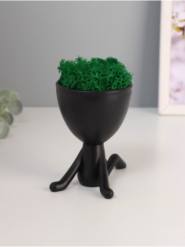 Кашпо пластиковое "Мистер Грин на чиле" 10*10,5*7,3 см черный