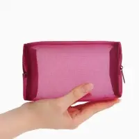 Косметичка женская Classic, полупрозрачная, на молнии, бордовая