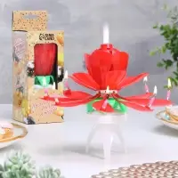 Свеча для торта музыкальная &laquo;Тюльпан&raquo;, крутящаяся, красная, 14.5&times;6 см