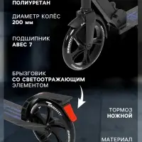Самокат городской GRAFFITI City 200, складной, колёса PU 200 мм, ABEC 7 Carbon, чёрный