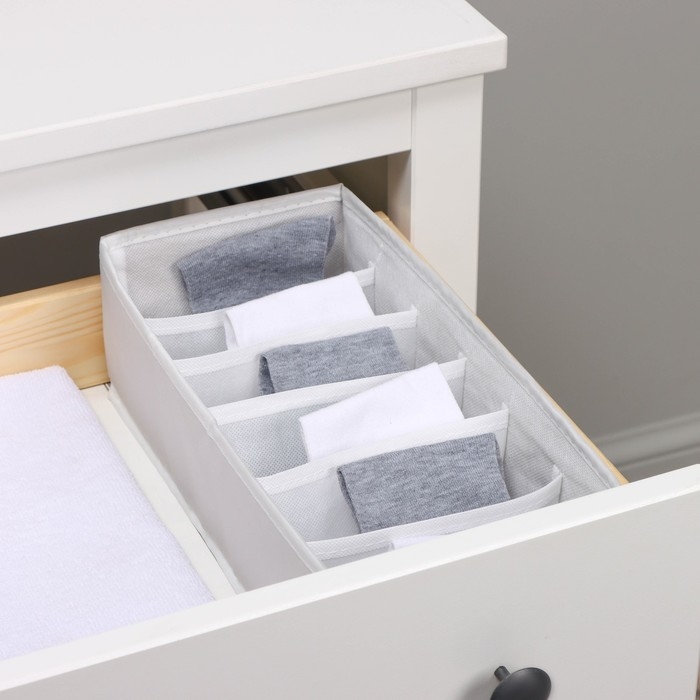 Органайзер для хранения белья LaDо́m, 6 ячеек, 34×15×10 см, цвет серый Органайзер для хранения белья LaDо́m, 6 ячеек, 34×15×10 см, цвет серый