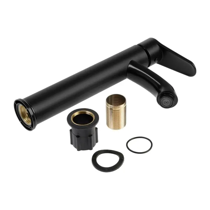 Смеситель для раковины ZEIN Z3723, однорычажный, длина излива 12 см, высокий, пластик, черный