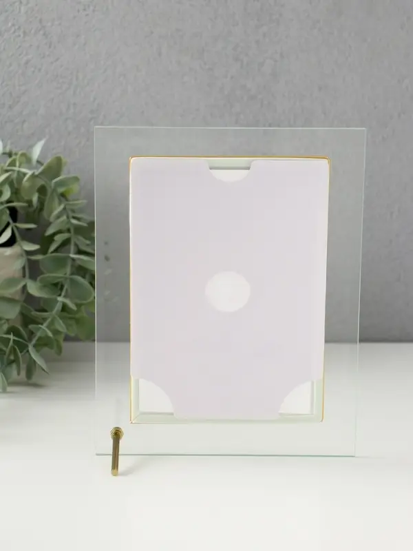 Фоторамка стекло 10х15 см "Золотой кант" вертикаль 15,5х20,5 см