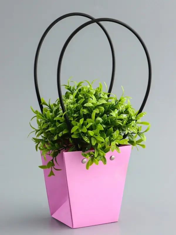 Сумка для цветов розовая влагостойкая, 12&times;12 - 8&times;8 - 12.5 см