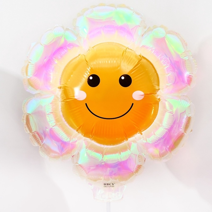 Шар фольгированный 21 Шар фольгированный 21" «Ромашка» на палочке, цвет прозрачный перламутровый градиент