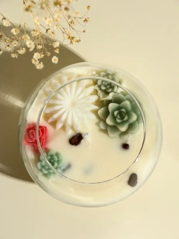 Ароматическая свеча в подсвечнике &laquo;Суккуленты&raquo;, 1 фитиль, кофе, 11&times;11&times;10 см