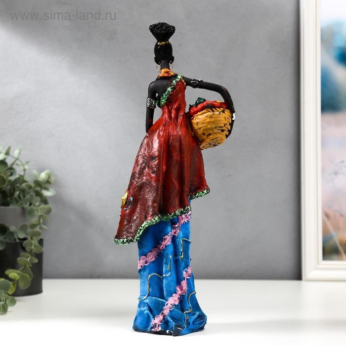 Сувенир полистоун  Сувенир полистоун "Африканка в цветном платье, с корзиной фруктов" МИКС 32,5х10х8 см