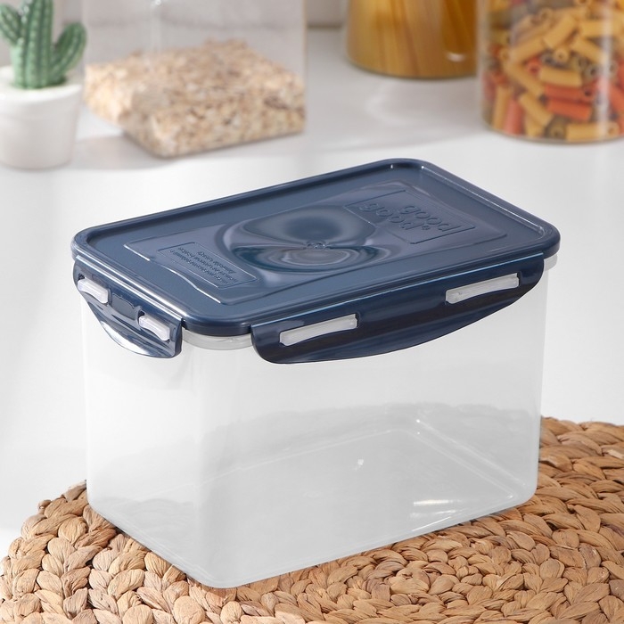 Контейнер пищевых Good & Good, с герметичной крышкой , 2,2 л, цвет прозрачный, крышка МИКС Контейнер пищевых Good & Good, с герметичной крышкой , 2,2 л, цвет прозрачный, крышка МИКС