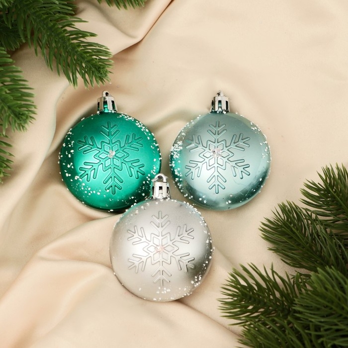 Украшение ёлочное Украшение ёлочное "Снежинка медальон" (набор 3 шт) мороз, 5,5 см, микс