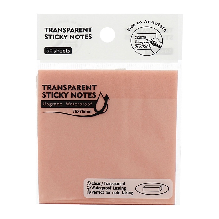 Блок с липким краем 76мм х 76мм 50л пластик прозрачный розовый перламутр Блок с липким краем 76мм х 76мм 50л пластик прозрачный розовый перламутр