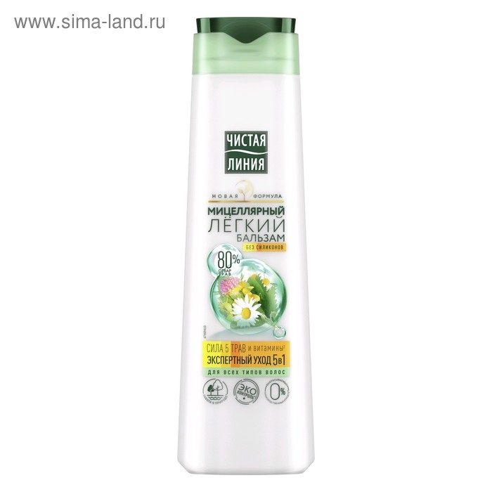 Мицеллярный бальзам для волос Чистая линия «5 трав», 380 мл Мицеллярный бальзам для волос Чистая линия «5 трав», 380 мл