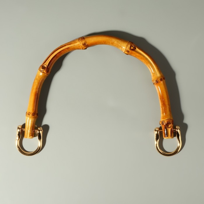 Ручка для сумки, бамбук, с полукольцами, 13,5 × 10,5 см, цвет бежевый/золотой Ручка для сумки, бамбук, с полукольцами, 13,5 × 10,5 см, цвет бежевый/золотой