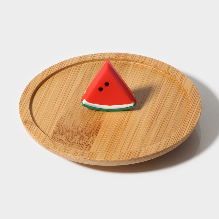 Кружка стеклянная с деревянной крышкой «Арбузик», 300 мл