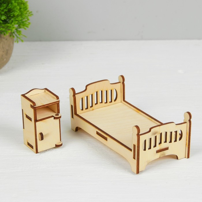 Набор деревянной мебели для кукол Набор деревянной мебели для кукол "Спальня"