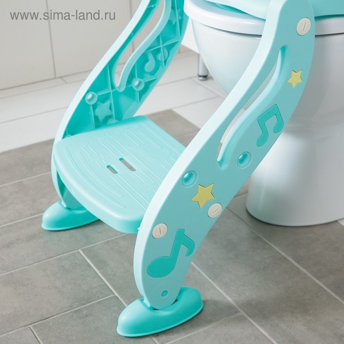 Детская накладка - сиденье на унитаз, мягкое, со ступенькой, цвет бирюзовый Детская накладка - сиденье на унитаз, мягкое, со ступенькой, цвет бирюзовый