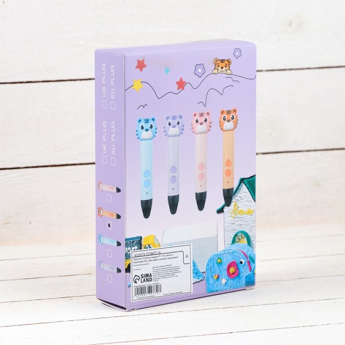 3D ручка Тигрёнок, работа с пластиком PLA, USB кабель питания, оранжевая 3D ручка Тигрёнок, работа с пластиком PLA, USB кабель питания, оранжевая