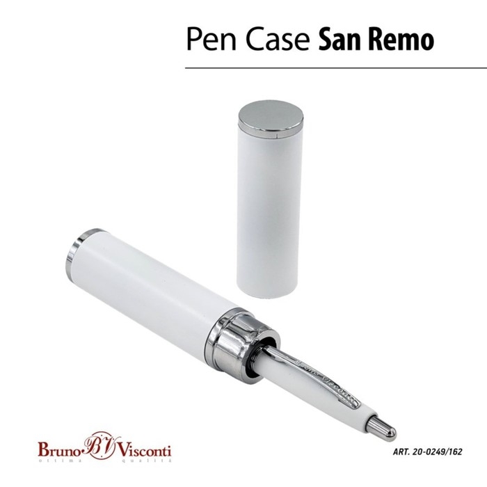 Ручка шариковая автоматическая, 1.0 мм, BrunoVisconti SAN REMO, стержень синий, белый металлический корпус Soft Touch, в тубусе Ручка шариковая автоматическая, 1.0 мм, BrunoVisconti SAN REMO, стержень синий, белый металлический корпус Soft Touch, в тубусе