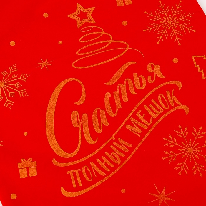 Подарочный мешок Деда Мороза «Счастья полный мешок», красный бархат, 60 х 40см