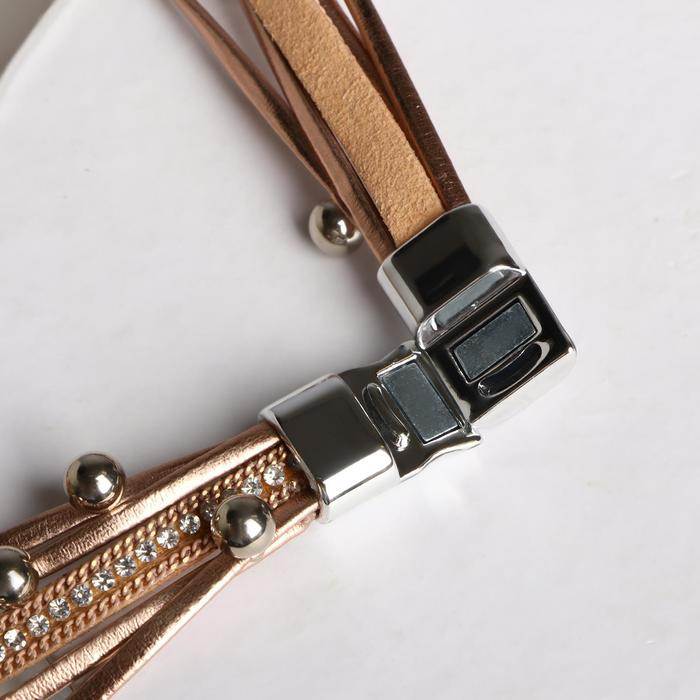 Браслет ассорти «На магните» бусинки, цвет бело-коричневый в серебре, 38 см Браслет ассорти «На магните» бусинки, цвет бело-коричневый в серебре, 38 см