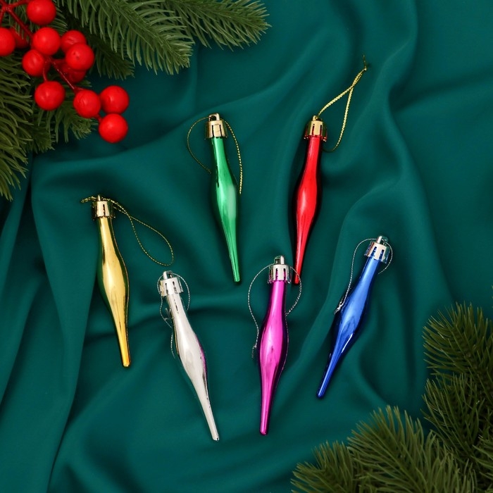 Украшение ёлочное Украшение ёлочное "Сосулька мелодия" (набор 6 шт) 1,5х8,5 см, микс