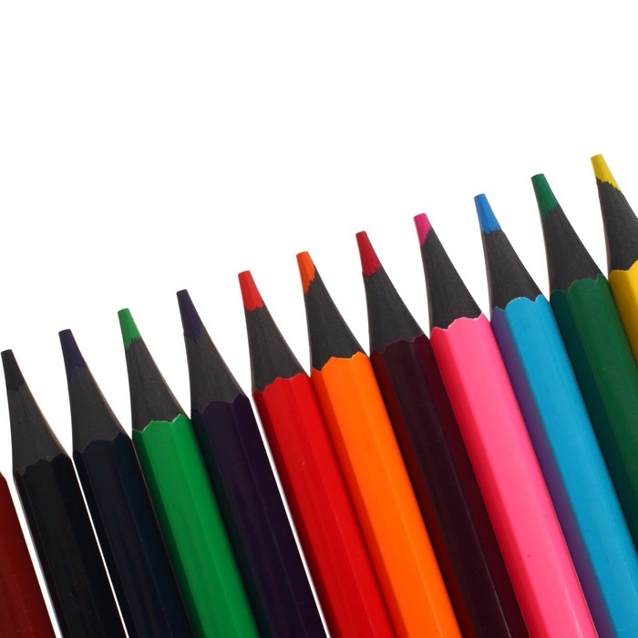 Карандаши 12 цветов в тубусе, шестигранные, пластиковые Карандаши 12 цветов в тубусе, шестигранные, пластиковые