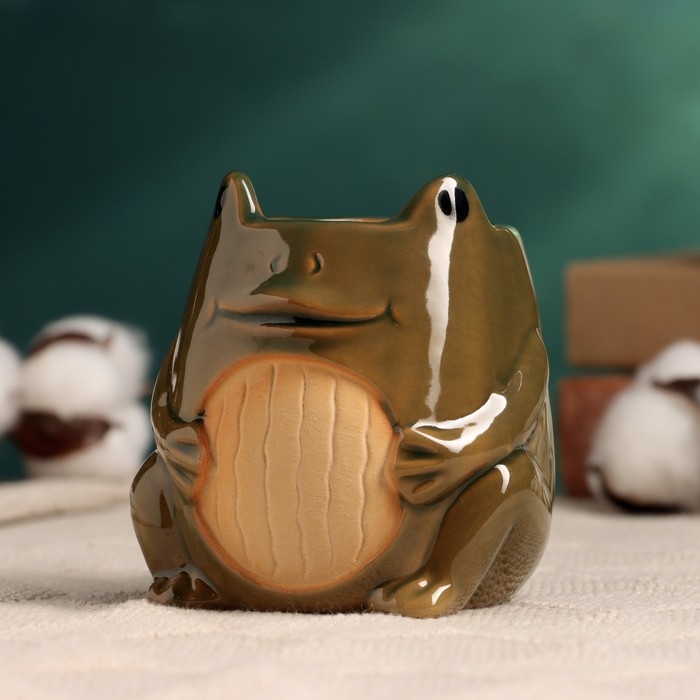 Горшок Горшок "Лягушка" зеленый, 8,5х8х9см