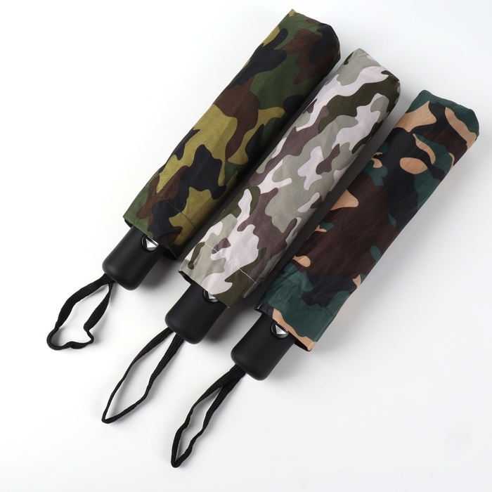 Зонт автоматический «Камуфляж», эпонж, 3 сложения, 8 спиц, R = 48/55 см, D = 110 см, цвет МИКС Зонт автоматический «Камуфляж», эпонж, 3 сложения, 8 спиц, R = 48/55 см, D = 110 см, цвет МИКС